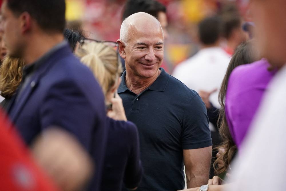 Amazon executive chairman Jeff Bezos in attendance before the Kansas City Chiefs play against the Los Angeles Chargers at GEHA Field at Arrowhead Stadium, Kansas City September 15, 2022. — Reuters pic
