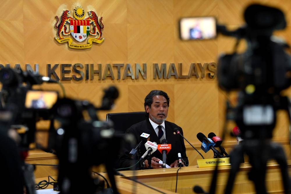 Khairy Jamaluddin speaks to reporters during an interview at the Ministry of Health, Putrajaya September 22, 2022. — Bernama pic