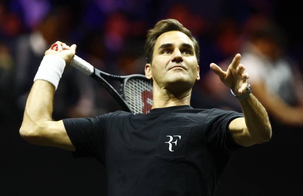 Team Europe's Roger Federer during practice ahead of the Laver Cup at the 02 Arena, London September 22, 2022. — Reuters pic