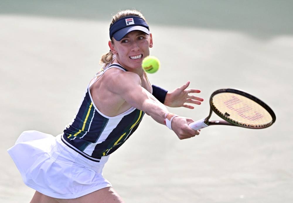 Ekaterina Alexandrova of Russia returns the ball against Jelena Ostapenko of Latvia during their women's singles final match at the Korea Open tennis championships in Seoul on September 25, 2022. — AFP pic