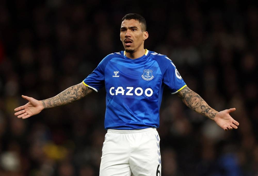 Everton's Allan reacts during the match against Tottenham Hotspur at the Tottenham Hotspur Stadium, London March 7, 2022. — Reuters pic 