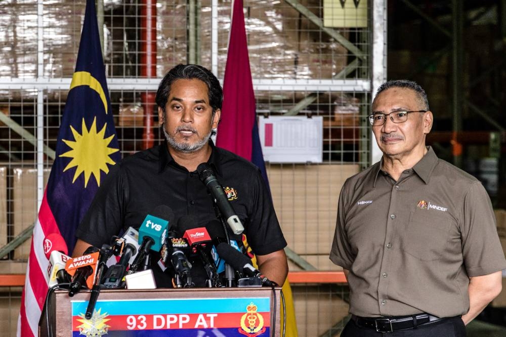 Health Minister Khairy Jamaluddin speaks during a press conference at the Tuanku Mizan Military Hospital in Kuala Lumpur September 27, 2022. — Picture by Firdaus Latif