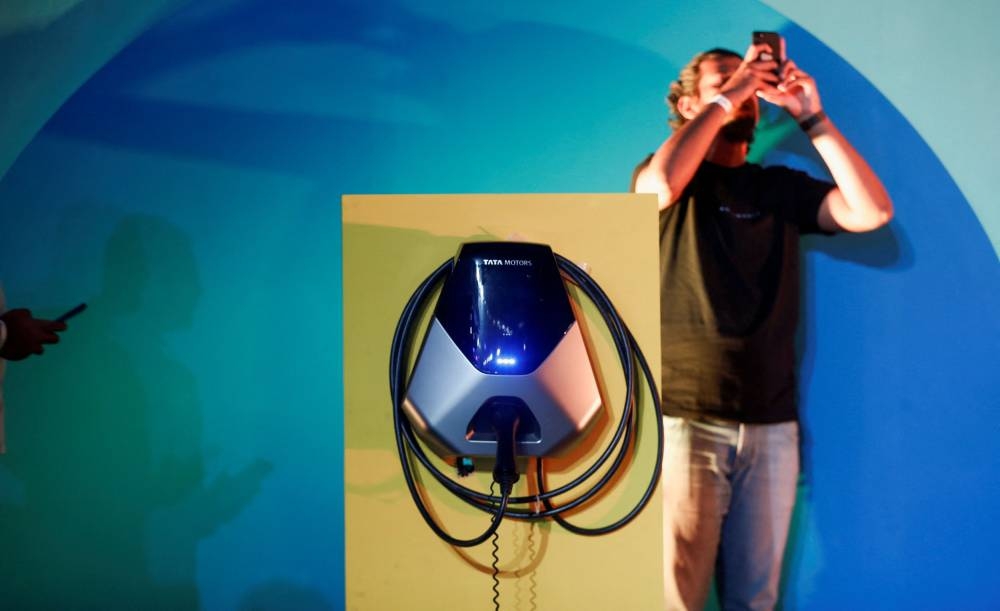A view of a charging station at the Tata Tiago EV electric hatchback launch in Mumbai September 28, 2022. — Reuters pic
