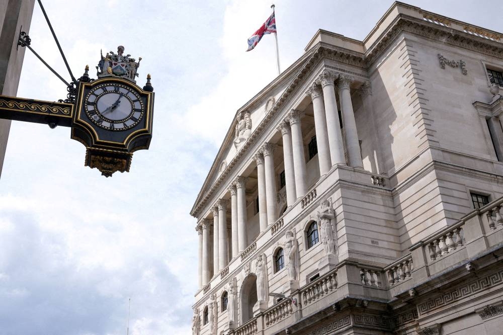 A general view of the Bank of England (BoE) building in London  August 4, 2022. — Reuters pic