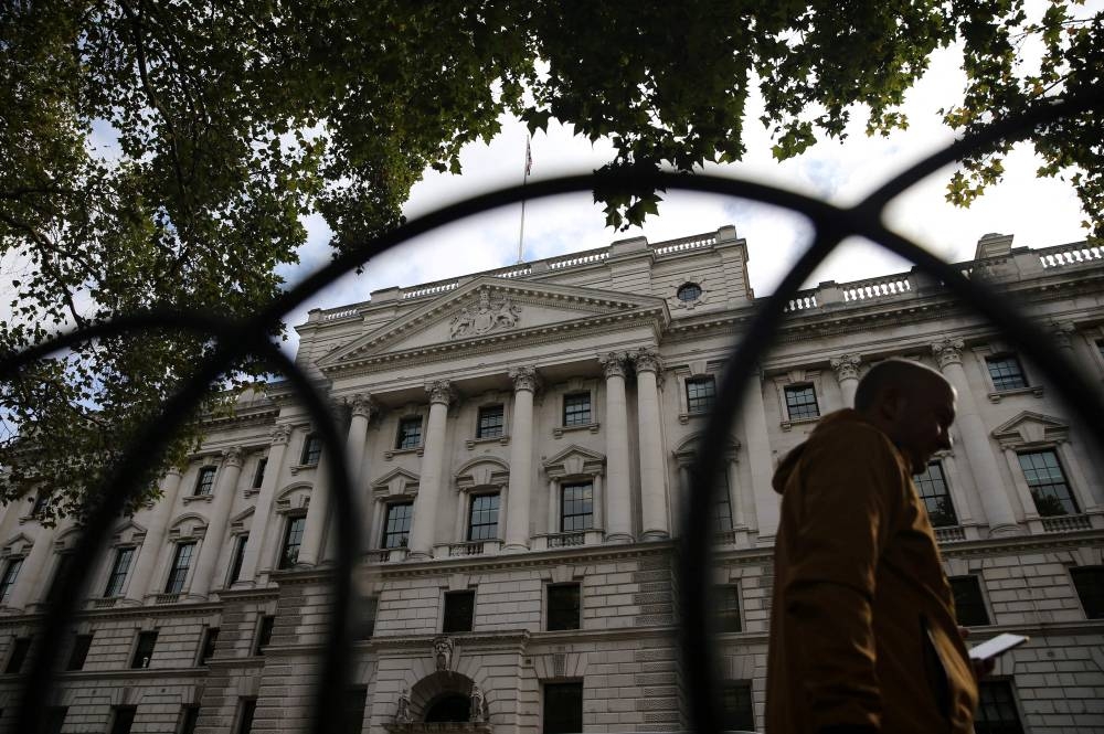 Britain's Treasury offices are pictured in central London on September 29, 2022. — AFP pic
