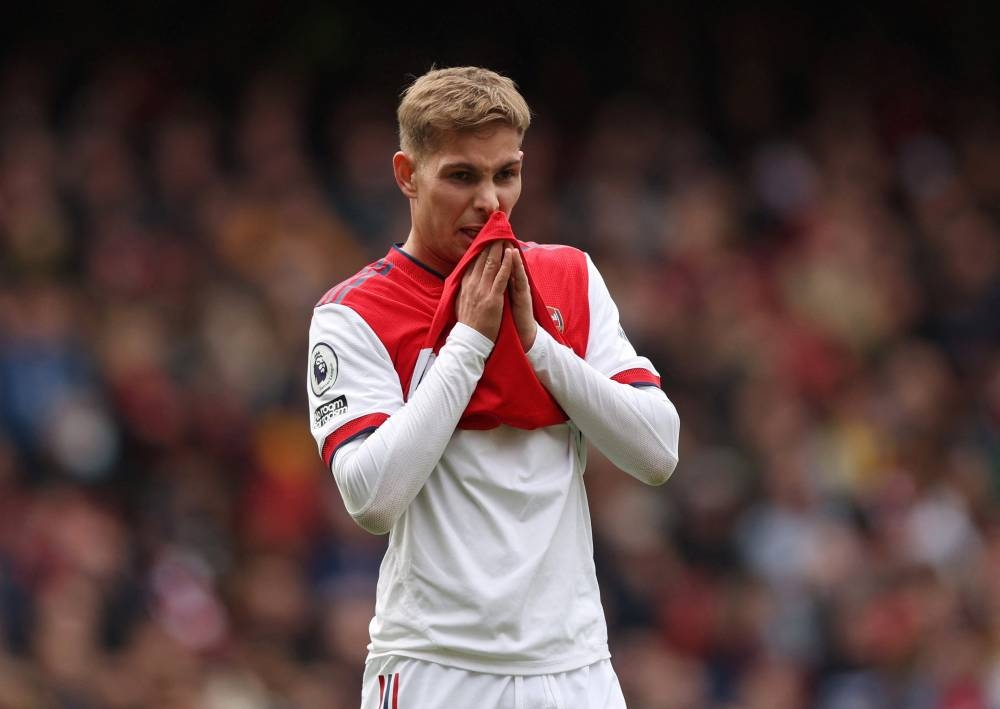 Emile Smith Rowe has had limited game time this season with only four substitute appearances, his last match coming against Manchester United at the start of September. ― Reuters pic