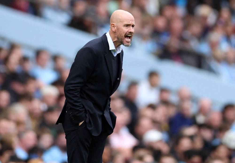 Manchester United manager Erik ten Hag during the game against Manchester City at the Etihad Stadium, Manchester October 2, 2022. — Reuters pic