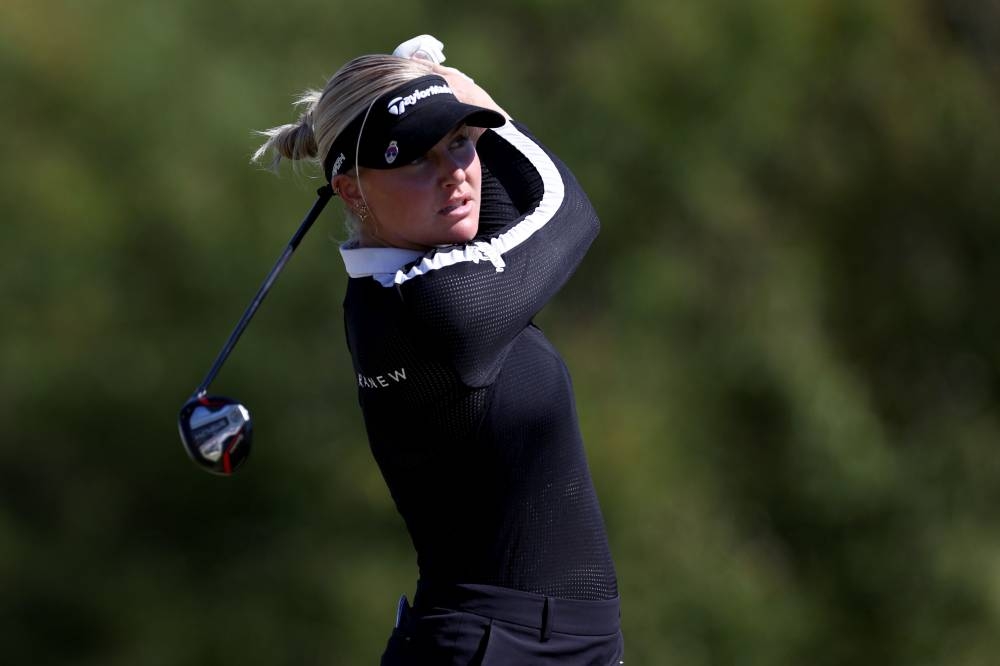 Charley Hull of England plays her shot on the ninth tee during the final round of The Ascendant LPGA benefiting Volunteers of America at Old American Golf Club on October 2, 2022 in Texas. — AFP pic   