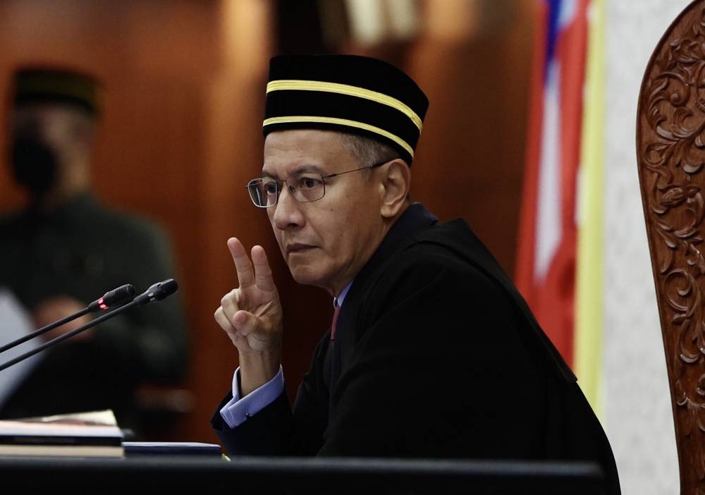 Dewan Rakyat speaker Tan Sri Azhar Azizan Harun speaks during the Third Meeting of the Fifth Session of the 14th Parliament in Kuala Lumpur October 3, 2022. — Bernama pic