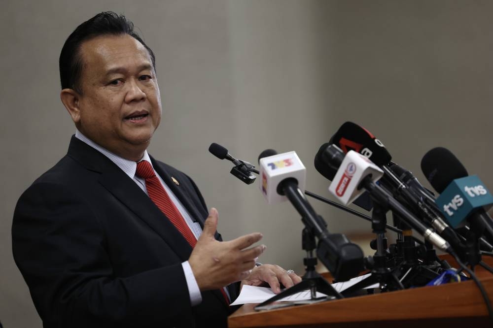 Domestic Trade and Consumer Affairs Minister Datuk Seri Alexander Nanta Linggi speaks to the press in Kuala Lumpur October 3, 2022. — Bernama pic