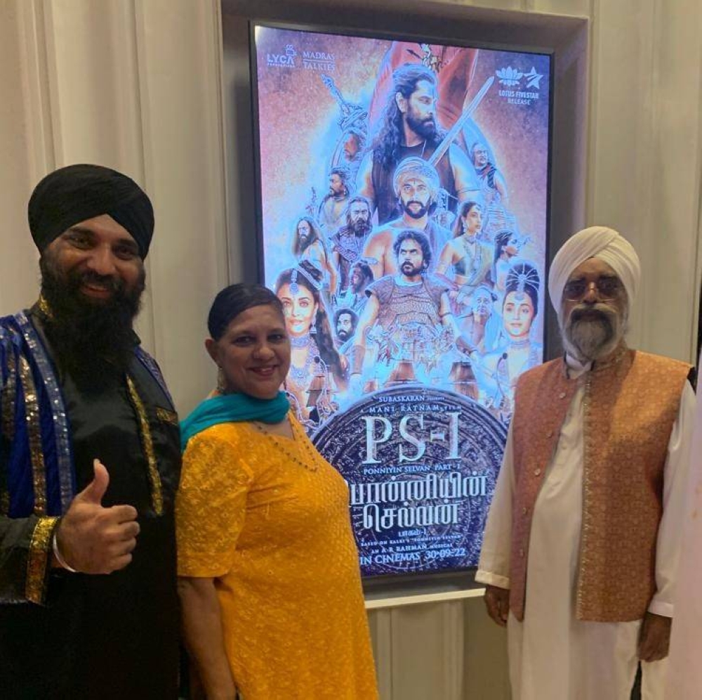 (From right) Chamkaur, his wife and their son couldn't wait to watch the Hindi-dubbed version of  'Ponniyin Selvan: 1'  at the premiere last Friday. — Picture by Anne Grace Savitha