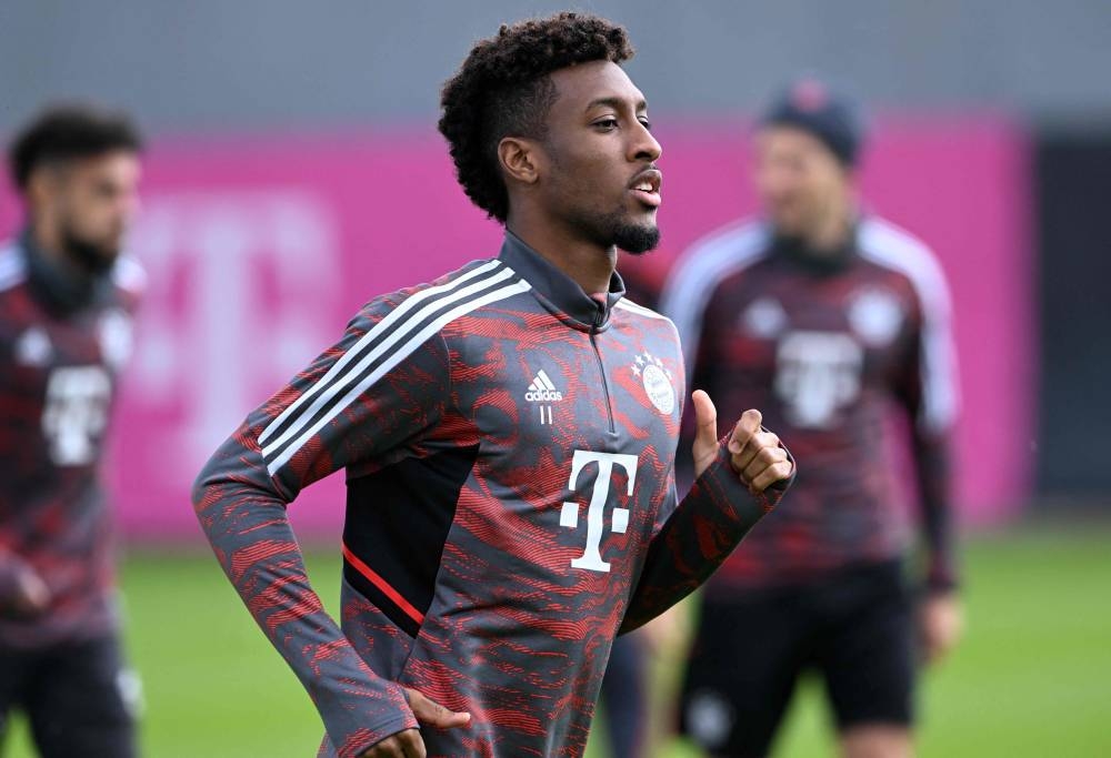 Munich’s French forward Kingsley Coman runs during a training session in Munich, southern Germany, October 3, 2022, on the eve of the Uefa Champions League match of the Group C FC Bayern Munich vs Viktoria Plzen. — AFP pic 