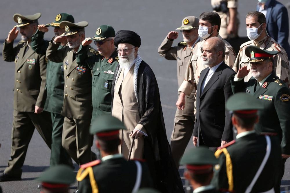 Iran's Supreme Leader Ayatollah Ali Khamenei reviews armed forces during a graduation ceremony for armed Forces Officers' Universities at the police academy in Tehran, Iran October 3, 2022. — Picture courtesy of Office of the Iranian Supreme Leader/WANA/Handout via Reuters