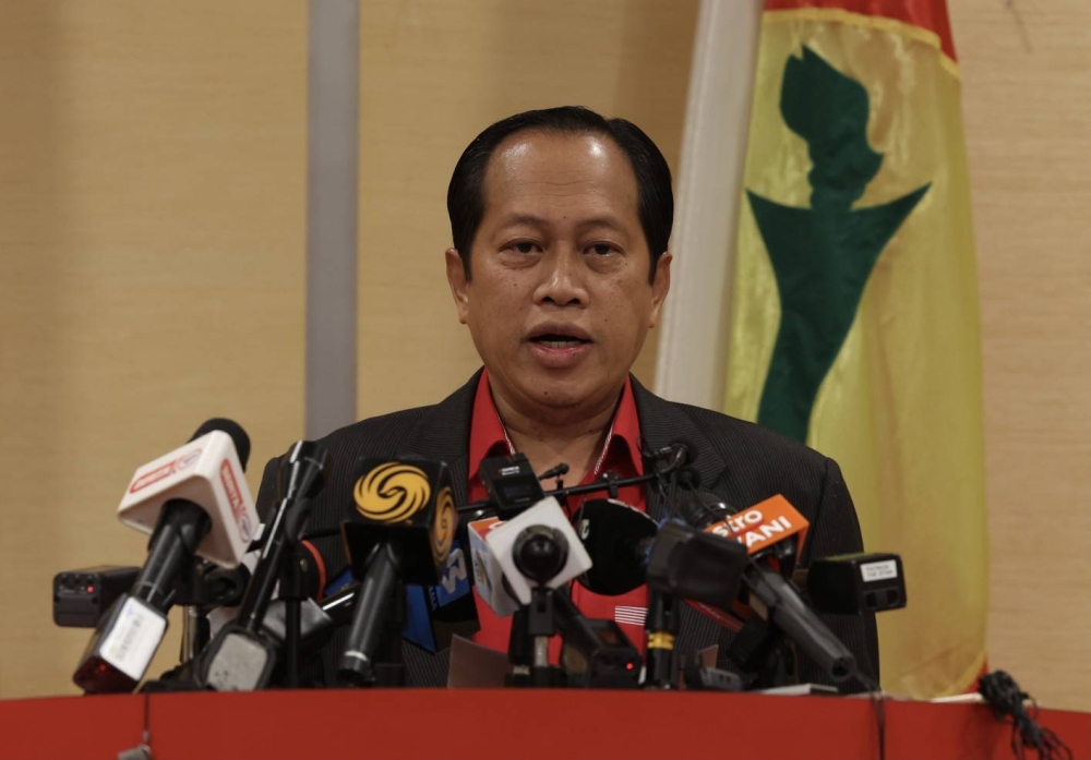 Datuk Seri Ahmad Maslan speaks during a press conference at Menara Dato Onn September 30, 2022. — Bernama pic