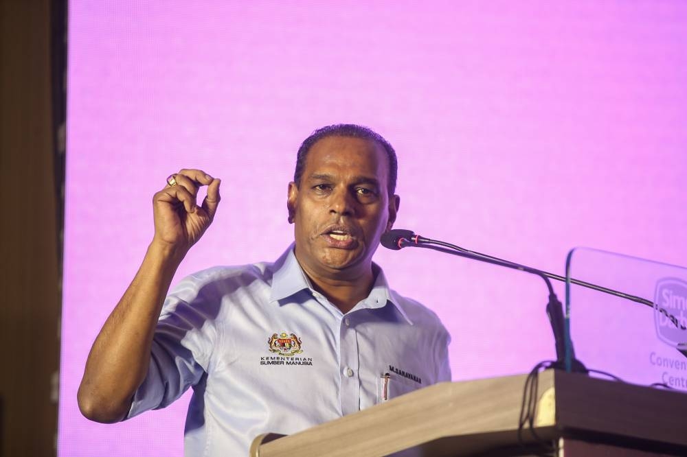 File picture shows Human Resources Minister Datuk Seri M. Saravanan speaking during mynext by TalentCorp at Sime Darby Convention Centre August 11, 2022. — Picture by Ahmad Zamzahuri