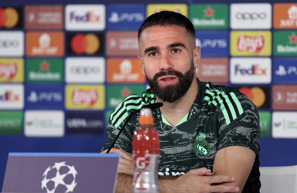 Real Madrid defender Dani Carvajal gives a press conference on the eve of their Uefa Champions League 1st round day 3 group F match against Shakhtar Donetsk, at the Ciudad Real Madrid training complex in Valdebebas, outskirts of Madrid, October 4, 2022. — AFP pic 