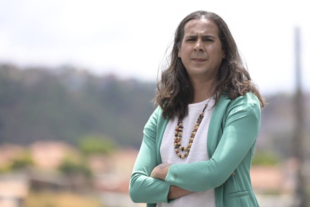 Duda Salabert, the first trans federal deputy in the history of Minas Gerais, poses for a picture during an interview with AFP in Belo Horizonte, state of Minas Gerais, Brazil, on October 4, 2022. — AFP pic