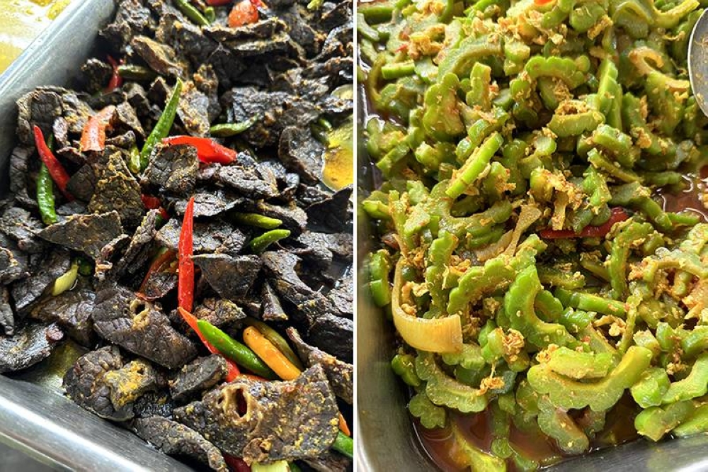 If you love 'paru', they also do the fried version (left). There's various vegetables like pumpkin or this bitter gourd dish with a crunchier texture (right)