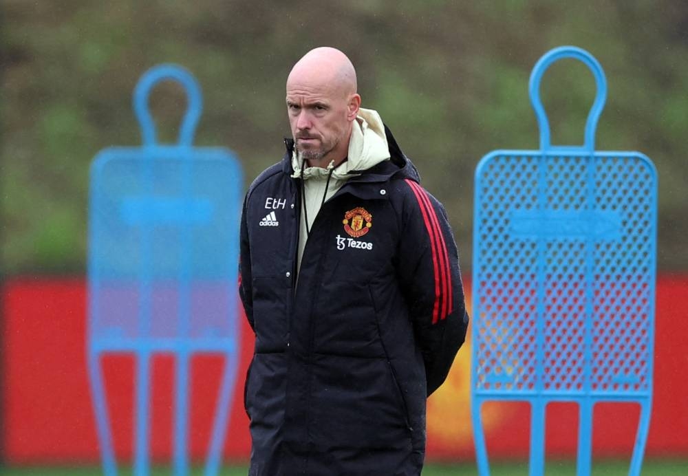 Manchester United manager Erik ten Hag during training at the Aon Training Complex, Manchester, Britain, October 5, 2022. —  Action Images pic via Reuters