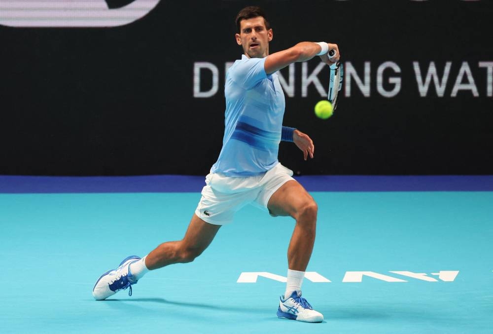 Serbia’s Novak Djokovic in action during his final match against Croatia’s Marin Cilic at the Tel Aviv Open, Expo Tel Aviv, Israel, October 2, 2022. — AFP pic 