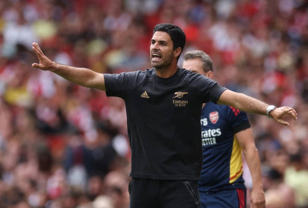 Arteta urged his players to be fearless on the pitch, pointing to their performance in a 3-1 win over north London rivals Tottenham Hotspur in their last league game. — Action Images via Reuters