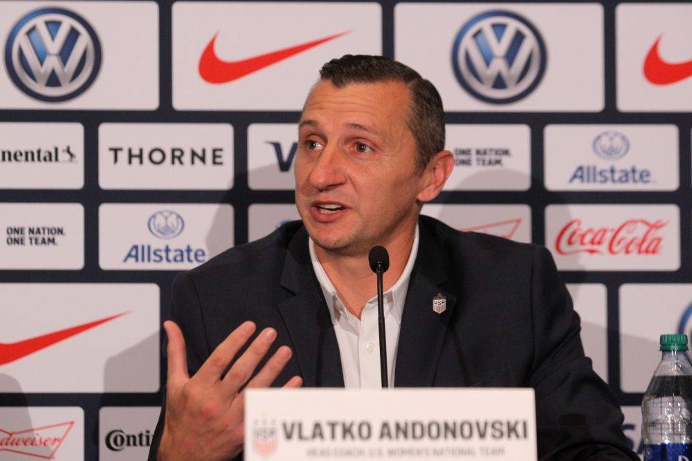 File photo of Vlatko Andonovski speaking during a news conference to announce his appointment as the new head coach of US women's national football team in New York October 28, 2019. — Reuters pic