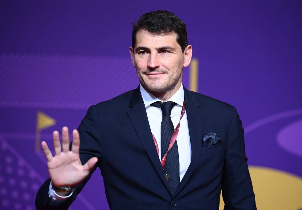 Former Spanish footballer and world cup winner Iker Casillas arrives for the draw for the 2022 World Cup in Qatar at the Doha Exhibition and Convention Centre April 1, 2022. — AFP pic