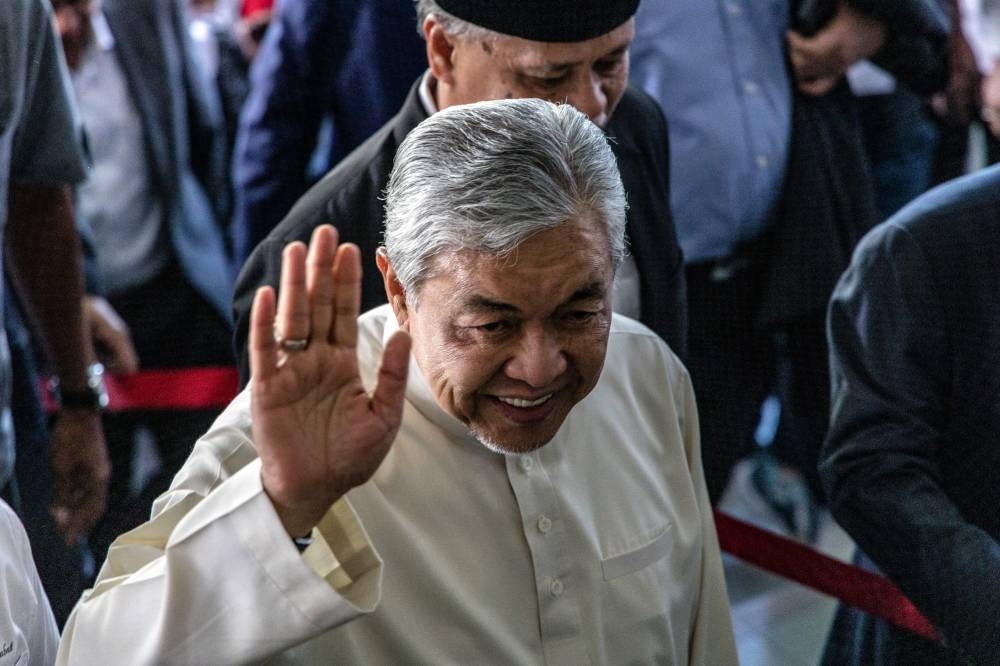 Datuk Seri Ahmad Zahid Hamidi said Melaka, Johor and Sabah state legislative assemblies will not be dissolved because they have not reached maturity. — Picture by Firdaus Latif  