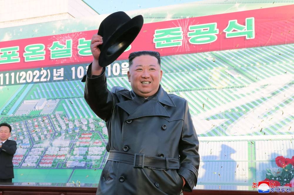 North Korea's leader Kim Jong-un attends the opening ceremony of the Ryonpho Greenhouse Farm to mark the anniversary of the founding of the ruling Workers' Party, in North Korea, in this undated photo released on October 11, 2022 by North Korea's Korean Central News Agency (KCNA). ― KCNA via Reuters