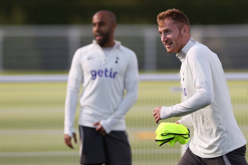 Tottenham Hotspur’s Swedish midfielder Dejan Kulusevski takes part in a team training session at Tottenham Hotspur Football Club Training Ground in north London, October 11, 2022. — AFP pic 