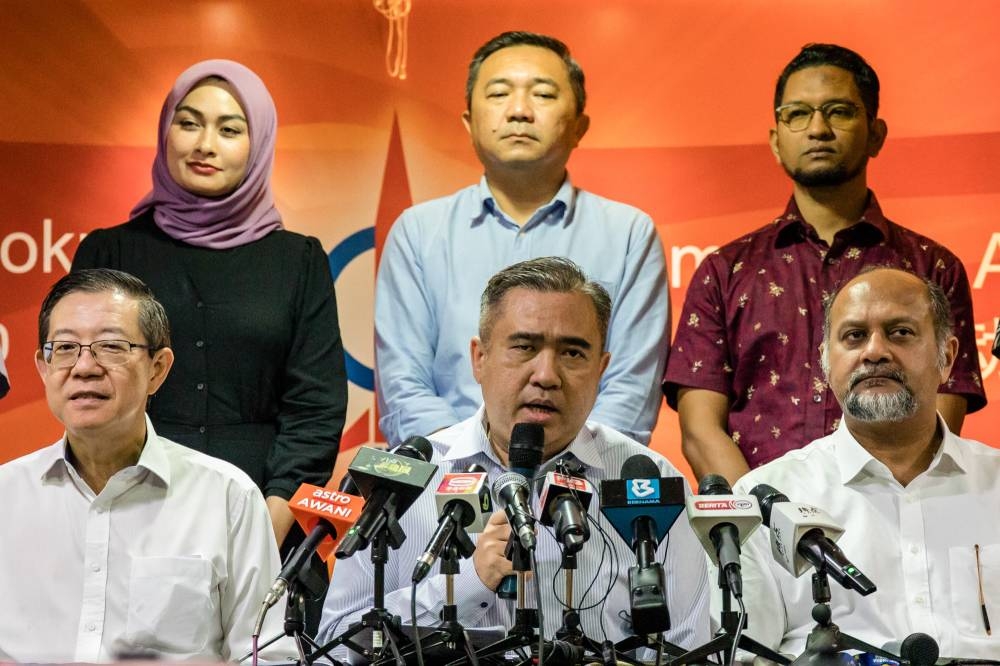 DAP secretary-general Anthony Loke Siew Fook speaks during a press conference at DAP's headquarters in Kuala Lumpur October 11, 2022. — Picture by Firdaus Latif