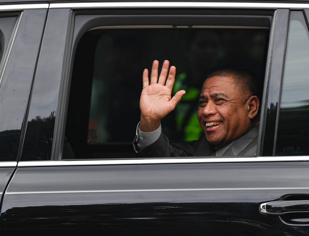 Datuk Seri Saarani Mohammad is pictured leaving Istana Kinta in Ipoh October 12, 2022. — Bernama pic