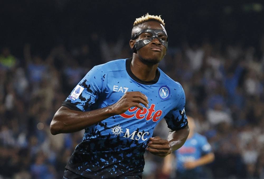 apoli's Victor Osimhen celebrates scoring their third goal against Bologna at Stadio Diego Armando Maradona, Naples October 16, 2022. — Reuters pic 