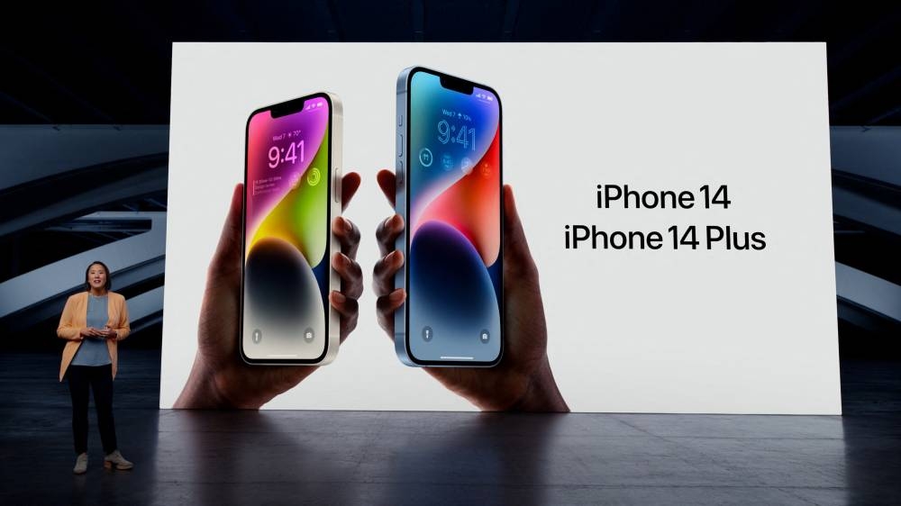 The iPhone 14 Plus, part of a new lineup announced on Sept. 7, is positioned as a cheaper alternative to its more expensive iPhone Pro models and started being shipped to customers on Oct. 7. — Reuters pic