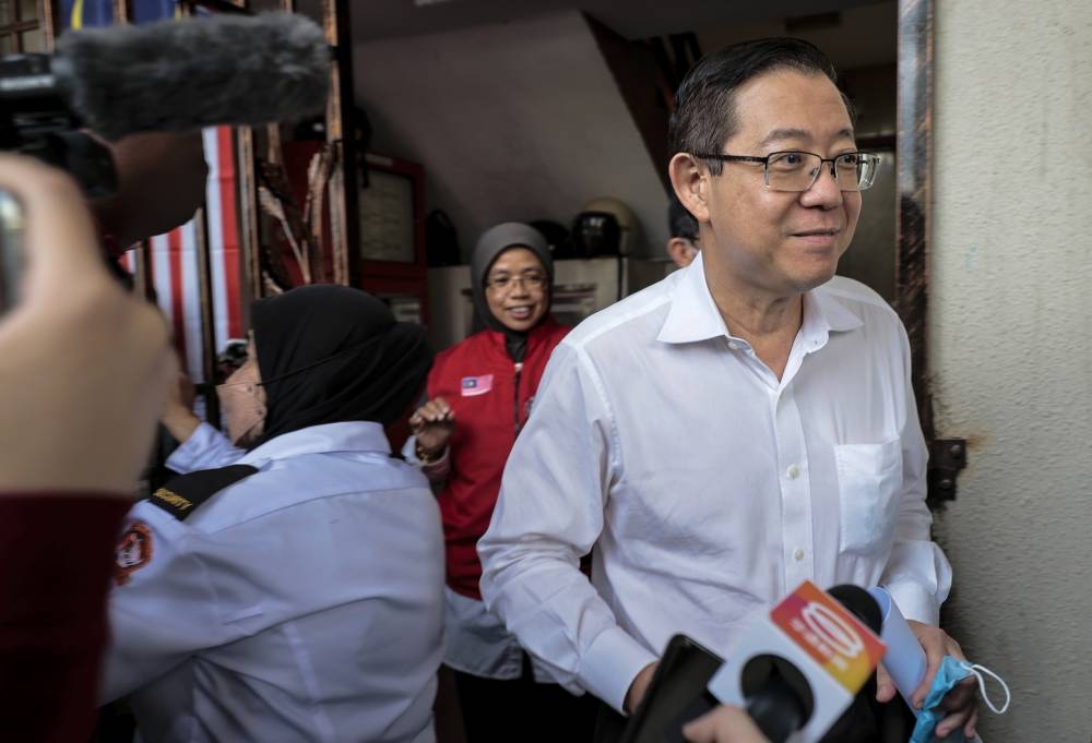 DAP chairman Lim Guan Eng is pictured at PKR's headquarters in Kuala Lumpur October 12, 2022. — Bernama pic