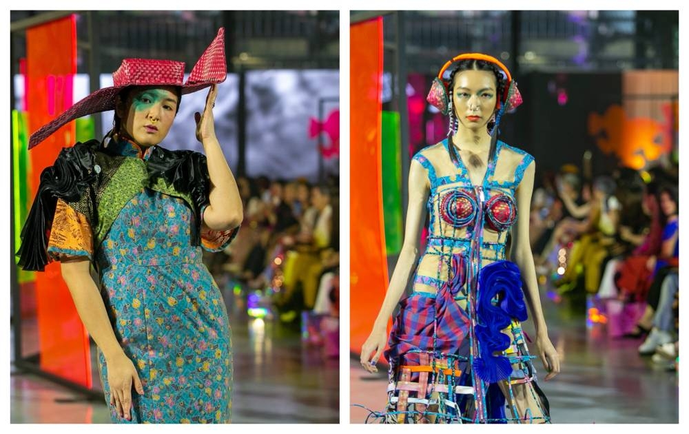 Some outfits were inspired by Looi's visit to Sarawak, where she learnt the art of traditional rattan weaving. — Picture by Devan Manuel