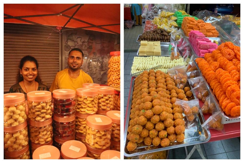 Puspanathan (in left pic) is confident that customers will throng his shop to get their ladoos or savoury snacks.