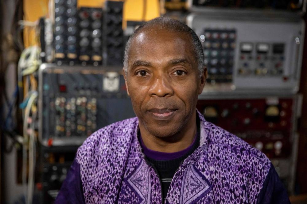 Nigerian musician Femi Kuti, son of the pioneer of Afrobeat Fela Kuti, poses in a music studio in Paris October 3, 2022. — AFP pic