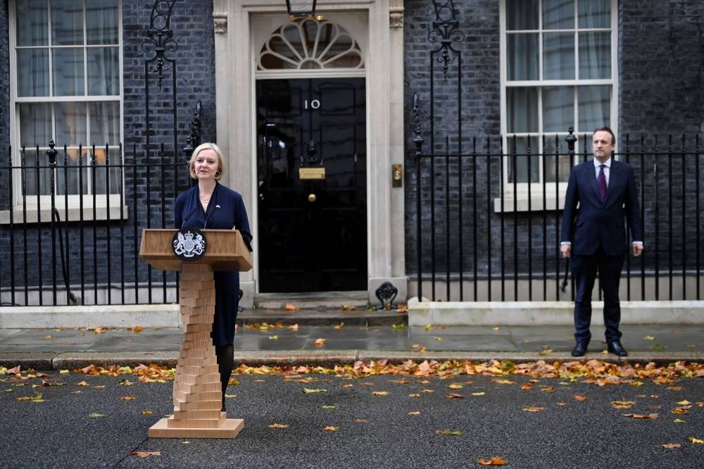 British Prime Minister Liz Truss is seen outside Number 10 Downing Street, London, Britain October 20, 2022. — Reuters pic