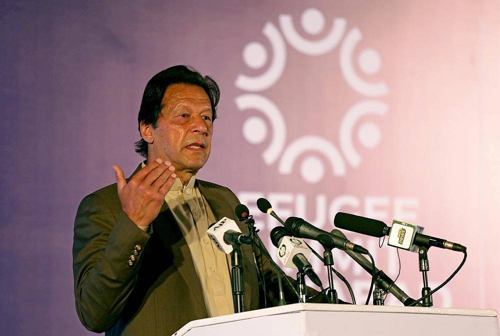 Pakistan's Prime Minister Imran Khan speaks during an international conference in Islamabad, Pakistan February 17, 2020. - Reuters pic