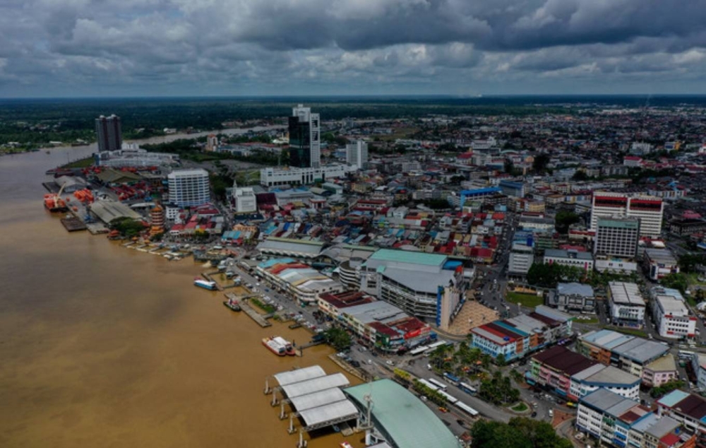 Sibu town is seen from the air. — Bernama pic