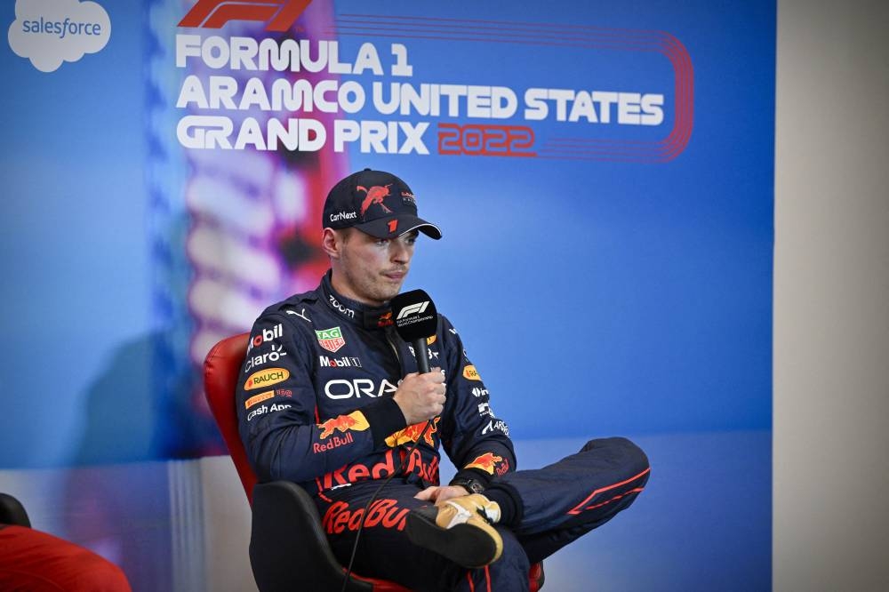 Red Bull Racing Limited driver Max Verstappen of Team Netherlands talks about the passing of Red Bull founder Dietrich Mateschitz (not pictured) after the qualifying session for the US Grand Prix at Circuit of the Americas. — Jerome Miron-USA TODAY via Reuters