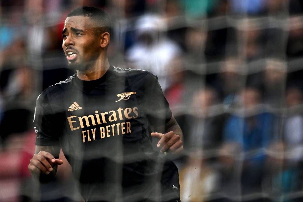 Arsenal's Brazilian striker Gabriel Jesus reacts during the English Premier League football match between Southampton and Arsenal at St Mary's Stadium in Southampton, southern England on October 23, 2022. — AFP pic