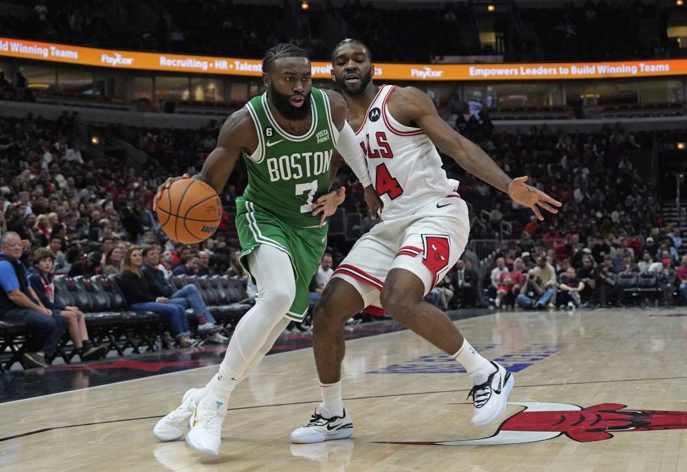 Chicago Bulls forward Patrick Williams (44) defends Boston Celtics guard Jaylen Brown (7) during the second half at United Center in Chicago October 24, 2022. — Reuters pic