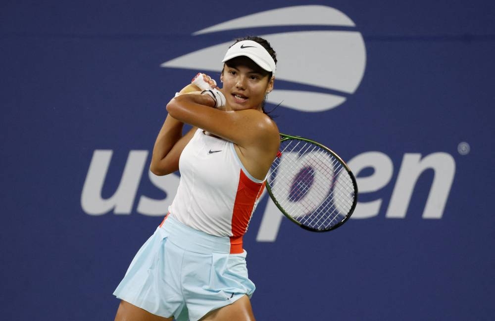Emma Raducanu in action against Alize Cornet at the USTA Billie Jean King National Tennis Center in New York August 30, 2022. — Reuters pic