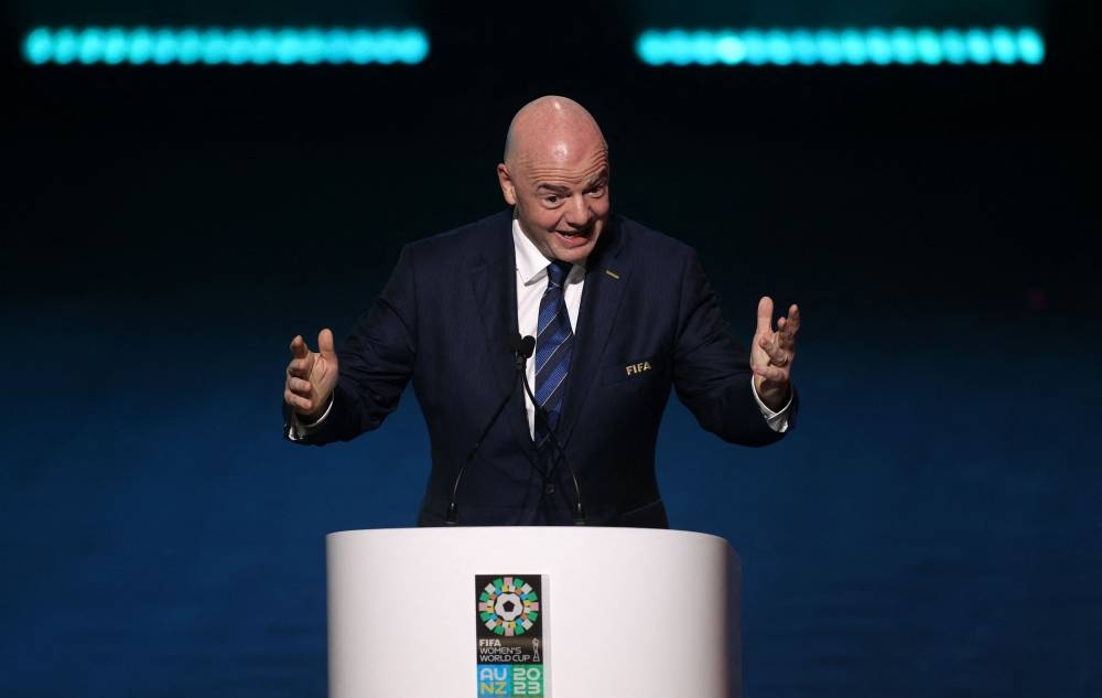 Fifa president Gianni Infantino speaks during the 2023 Women's World Cup draw at the Aotea Centre, Auckland October 22, 2022. — Reuters pic