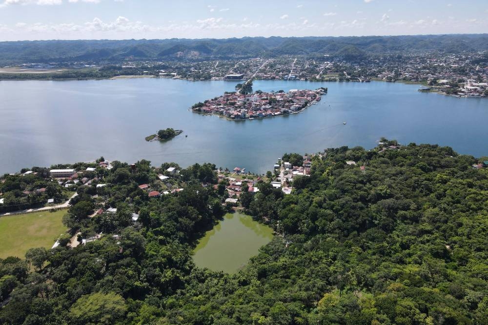 Aerial view of Tayasal archaeological site, in the municipality of Flores, Peten Department, 500 km north of Guatemala City, on October 28, 2022. — AFP pic