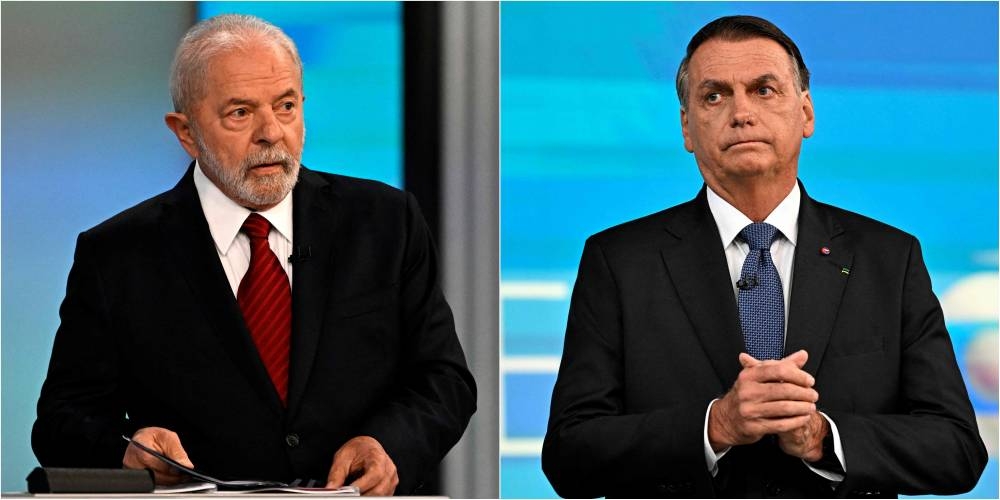 This combination of pictures created on October 28, 2022 shows Brazilian former president (2003-2010) and candidate for the Workers’ Party Luiz Inacio Lula da Silva (left) and Brazilian President and re-election candidate for the Liberal Party Jair Bolsonaro before the start of the television debate at the Globo TV studio in Rio de Janeiro, Brazil, on October 28, 2022. — AFP pic