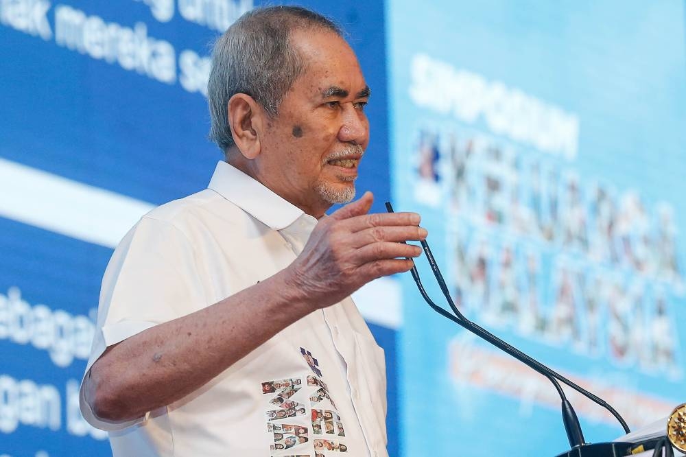 File picture shows Minister in the Prime Minister Department (Parliament and Laws) Datuk Seri Dr Wan Junaidi Tuanku Jaafar delivering his speech during the Keluarga Malaysia Symposium at Putrajaya International Convention Centre on August 21, 2022. — Picture By Sayuti Zainudin