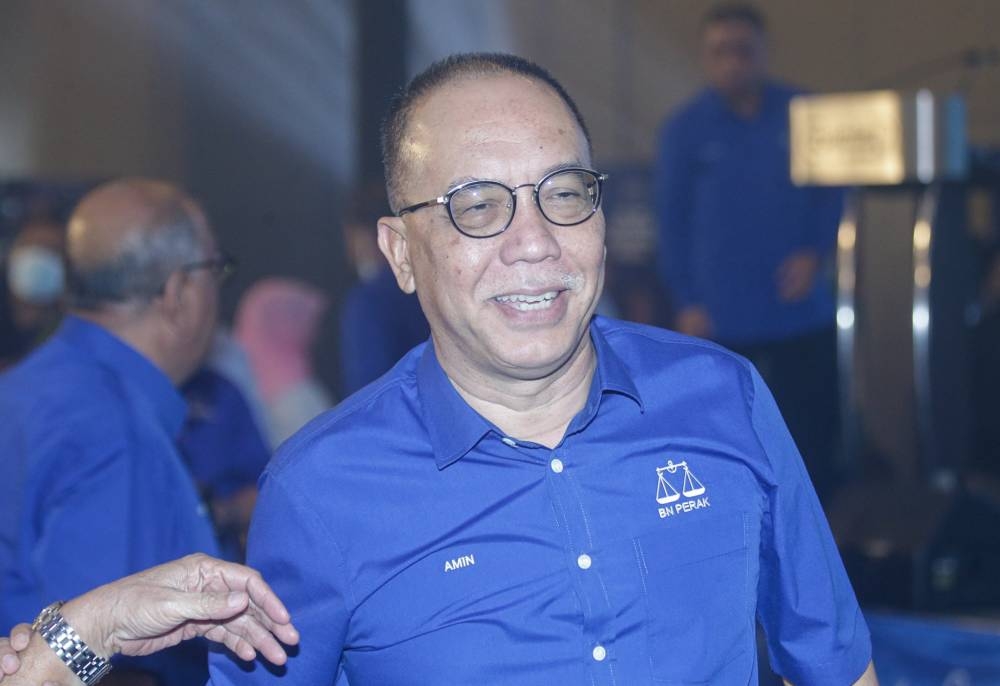 Tambun Umno chief Datuk Aminuddin Md Hanafiah at the announcement of Barisan  Nasional candidates at a hotel in Ipoh, Perak, November 2, 2022. — Picture by Farhan Najib